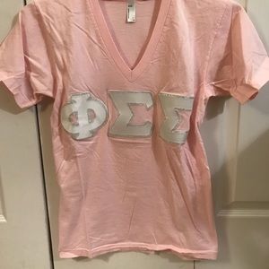 Pink Phi Sigma Sigma V Neck